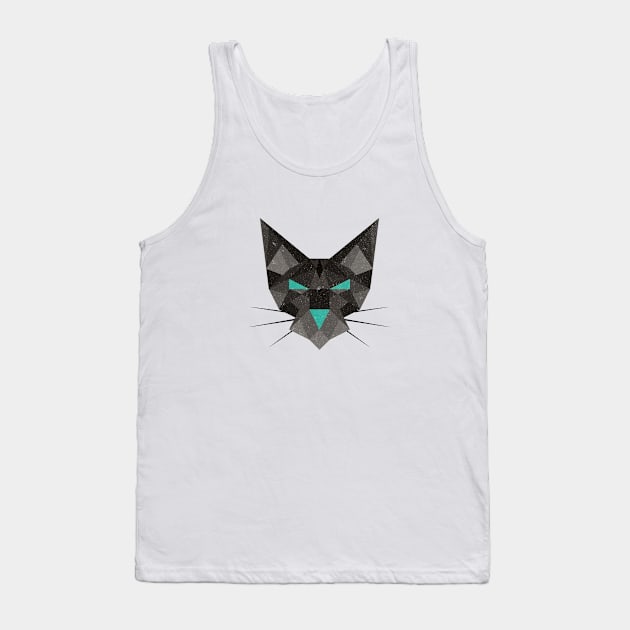 Geometric Polygonal Black Cat Tank Top by Commykaze